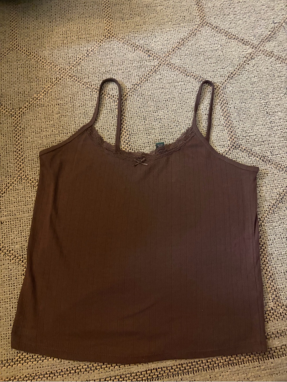 wild fable Brown Ribbed Lace-Trim Cami